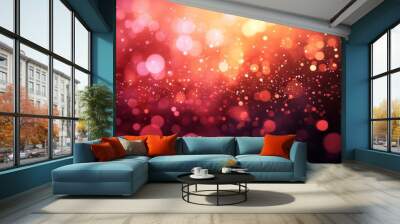 Grainy grainy gradient background in red orange yellow pink black, vibrant color flow noise texture effect, large banner Wall mural