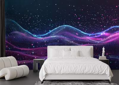 Modern illustration of futuristic technology with hi-tech line, dynamic wave wireframe. Concepts for future technology. Wall mural