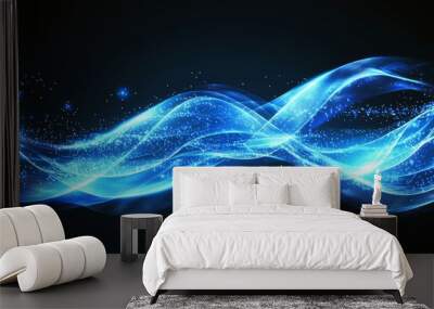 Net waveform abstract blue future technology illustrations of futuristic digital vision. Wall mural