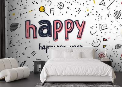 Symbols of happy new year 2025. Modern illustration with black numbers isolated on white background. New Year holiday logos template. Wall mural