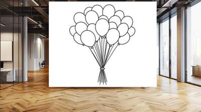 The concept of continuous line drawing birthday celebration balloons for holiday children's decorations. Wall mural