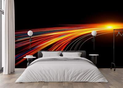 The image features a black, modern background with glowing, fast-moving light effects and modern styling. Wall mural