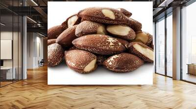 The savory taste of Brazil nuts is isolated on a white background. Wall mural