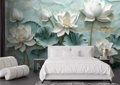 This beautiful arrangement features white flowers and gold accents, including lilies Wall mural