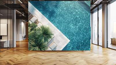 Top view of swimming pool with tree Wall mural