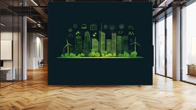 Vertical infographics or timelines detailing global green technology development stages, ideal for business presentations, divided into two to six steps. Wall mural