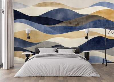 Wave-like watercolor painting with light background Wall mural