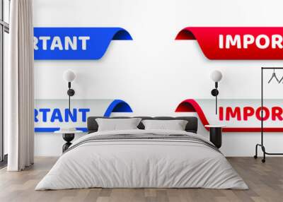 Red and blue vector important banner. label set. Wall mural