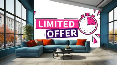 Vector illustration special limited offer, sale banner and discount tag design. Label countdown of time for offer sale or exclusive deal. Alarm clock Wall mural