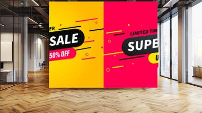 Vector illustration super sale banner template design, Big sales special offer. end of season party background. Wall mural