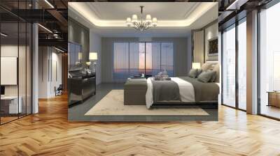 3D illustration bedroom Interior Wall mural