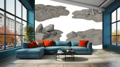 Heaps of rubble and debris isolated on white background 3d illustration Wall mural