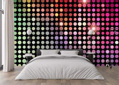  Colorful Dots Abstract Disco background. Vector Background Wall mural