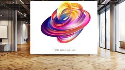 3d Abstract colorful fluid design. Vector illustration Wall mural