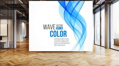 Abstract background with blue wave. Vector illustration Wall mural