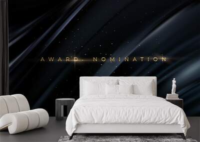 Awarding the nomination ceremony luxury black wavy background with golden glitter sparkles. Vector background Wall mural