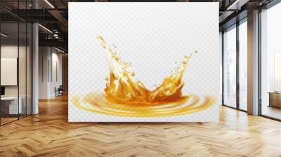 beer foam splash of white and yellow color on a transparent background. vector illustration Wall mural