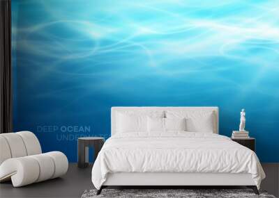 Blue deep water and sea abstract natural background. Vector illustration Wall mural