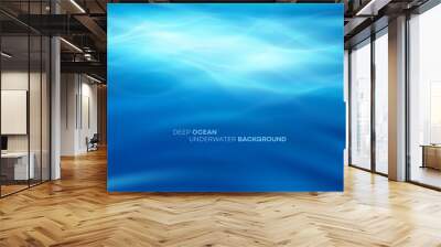 Blue deep water and sea abstract natural background. Vector illustration Wall mural