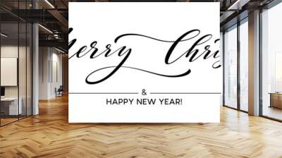 Merry Christmas hand lettering isolated. Vector illustration Wall mural