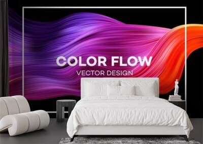 Modern colorful flow poster. Wave Liquid shape in blue color background. Art design for your design project. Vector illustration EPS10 Wall mural