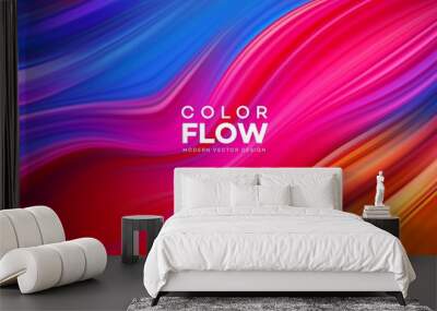 Modern colorful flow poster. Wave Liquid shape in color background. Art design for your design project. Vector illustration Wall mural