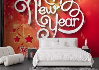 New Year's party poster. Vector illustration Wall mural