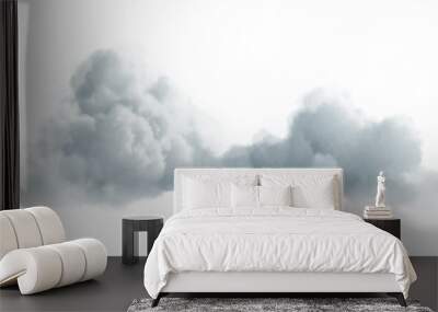 Realistic Clouds, Clear Sky. Outdoor Nature Weather. White Fluffy Clouds Isolated. Cloudscape Design Wall mural