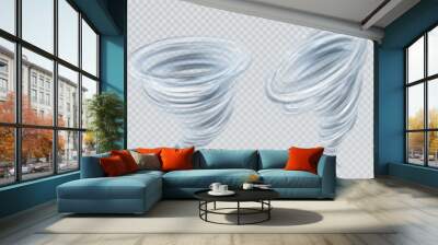 Realistic vector tornado swirl isolated on gray background. Real transparency effect. Vector illustration Wall mural