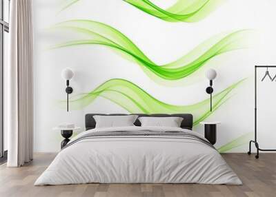 Set of green wave. Vector illustration Wall mural