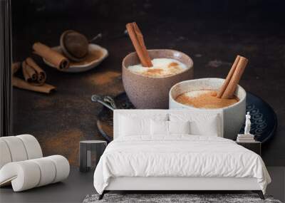  Traditional hot drink salep on background, selective focus Wall mural