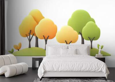 3d cartoon autumn forest. Wall mural