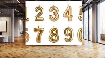 Birthday number candles isolated on transparent background. Wall mural