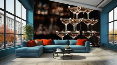 Champagne tower.  Wall mural