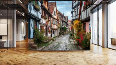 Half-timbered houses village.  Wall mural