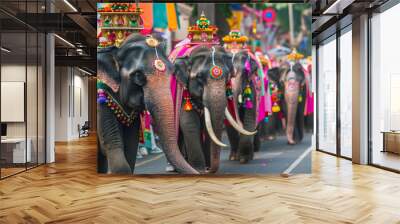 Indian elephant in beautiful clothes and decorations  Wall mural