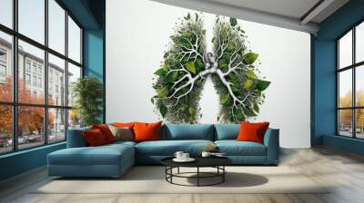 Plants shaped like human lungs. Generative AI Wall mural