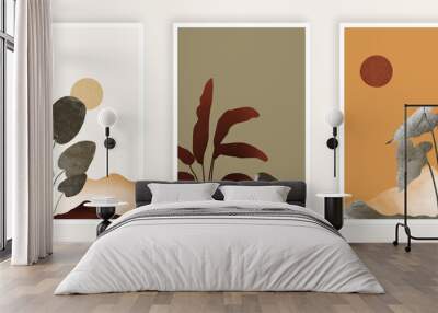 Set of different mountain landscapes. Minimal art illustration Wall mural