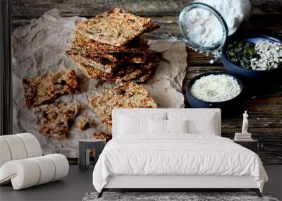 Crackers with spelled flour and seeds Wall mural