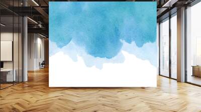 Abstract watercolor blue textured background on a white isolated background Wall mural