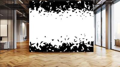 Debris and shatters in rectangle frame. Black broken pieces, specks, speckles, particles, shivers. Abstract explosion and burst textured rectangular element. Vector illustration  Wall mural