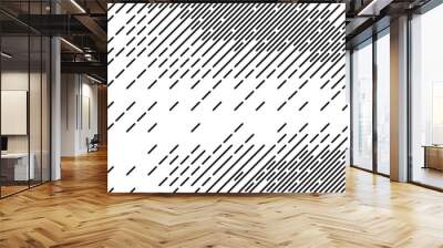 Diagonal dash line texture. Slanted dashed lines pattern background. Straight tilted interrupted stripes wallpaper. Abstract dither rasterized grunge overlay. Wide rippled vector texture Wall mural