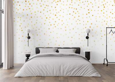 Gold falling confetti background. Repeated golden glitter pattern. Yellow, orange and golden dots wallpaper. Celebration Christmas, New Year or birthday party decoration. Vector backdrop Wall mural