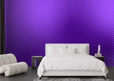 Purple halftone gradient background. Violet dotted comic style texture. Abstract pop art cartoon backdrop for banner, flyer, leaflet, brochure, booklet, cover. Vector dot grain overlay wallpaper Wall mural