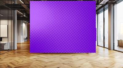 Purple halftone gradient texture. Violet dotted comic style background. Abstract pop art cartoon backdrop for banner, flyer, leaflet, brochure, booklet, cover. Vector color dot grain overlay wallpaper Wall mural