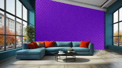 Purple halftone gradient texture. Violet dotted comic style background. Abstract pop art cartoon backdrop for banner, flyer, leaflet, brochure, booklet, cover. Vector colorful dot grain wallpaper Wall mural