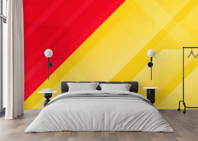 Red yellow diagonal line footer design. Abstract horizontal sport background. Wide bright sporty banner template for presentation, footer, header, poster. Gradient geometric shape wallpaper. Vector Wall mural