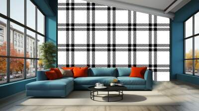 Seamless windowpane pattern. Checkered plaid repeating background. Tattersall tartan texture print for textile, fabric. Repeated black and white check wallpaper. Vector backdrop Wall mural