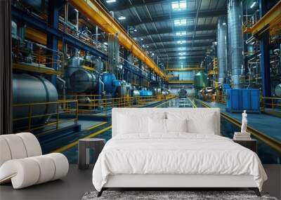 Industrial Manufacturing Facility with Machinery and Equipment Wall mural