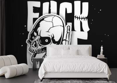 Human white skull vector illustration Wall mural